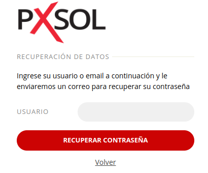 Campo para ingresar correo electrónico y botón de recuperación