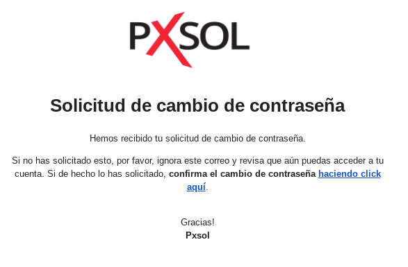 Ejemplo de correo electrónico de recuperación de contraseña