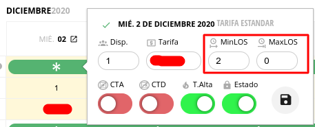 Detalle de restricciones