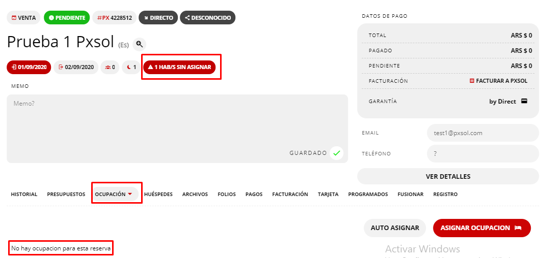 Habitación sin asignar.