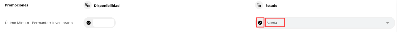 Ajustar estado de la promoción