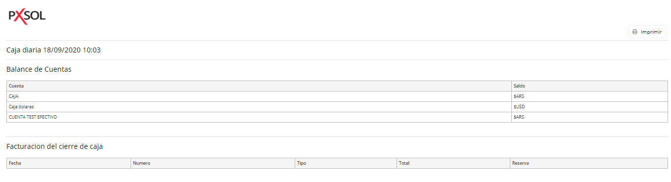 Informe de Caja Diaria