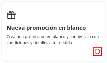 Checkbox Nueva Promoción en blanco