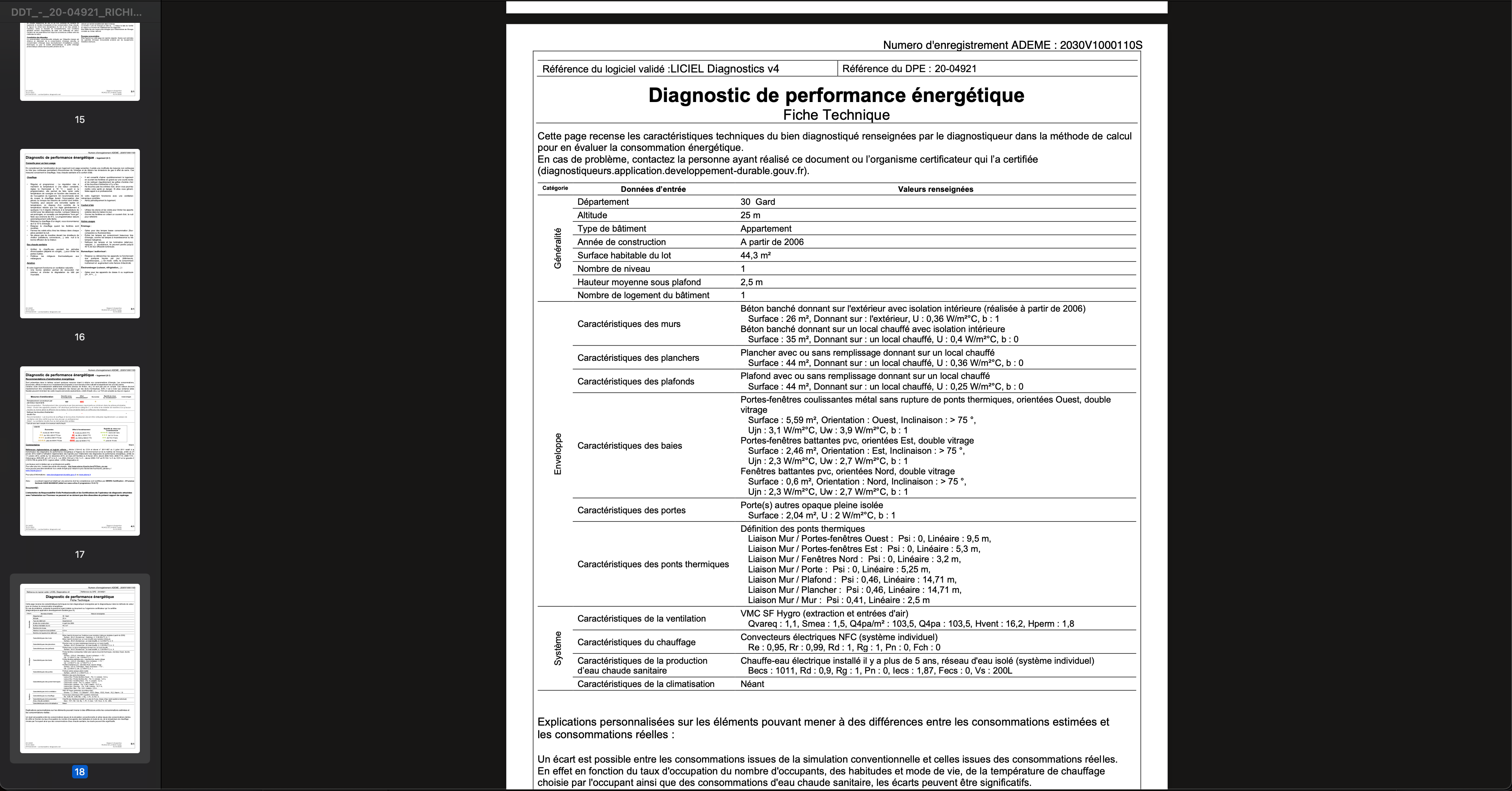 Fiche technique du diagnostic de performance énergétique de l’ADEME