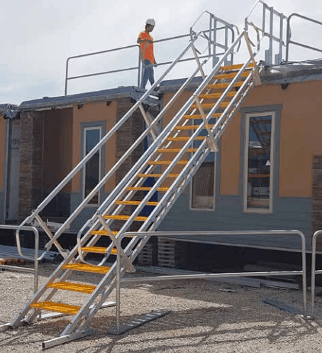 mobile stairs with handrails