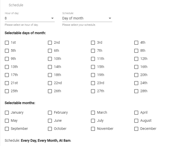 Reuccring schedule