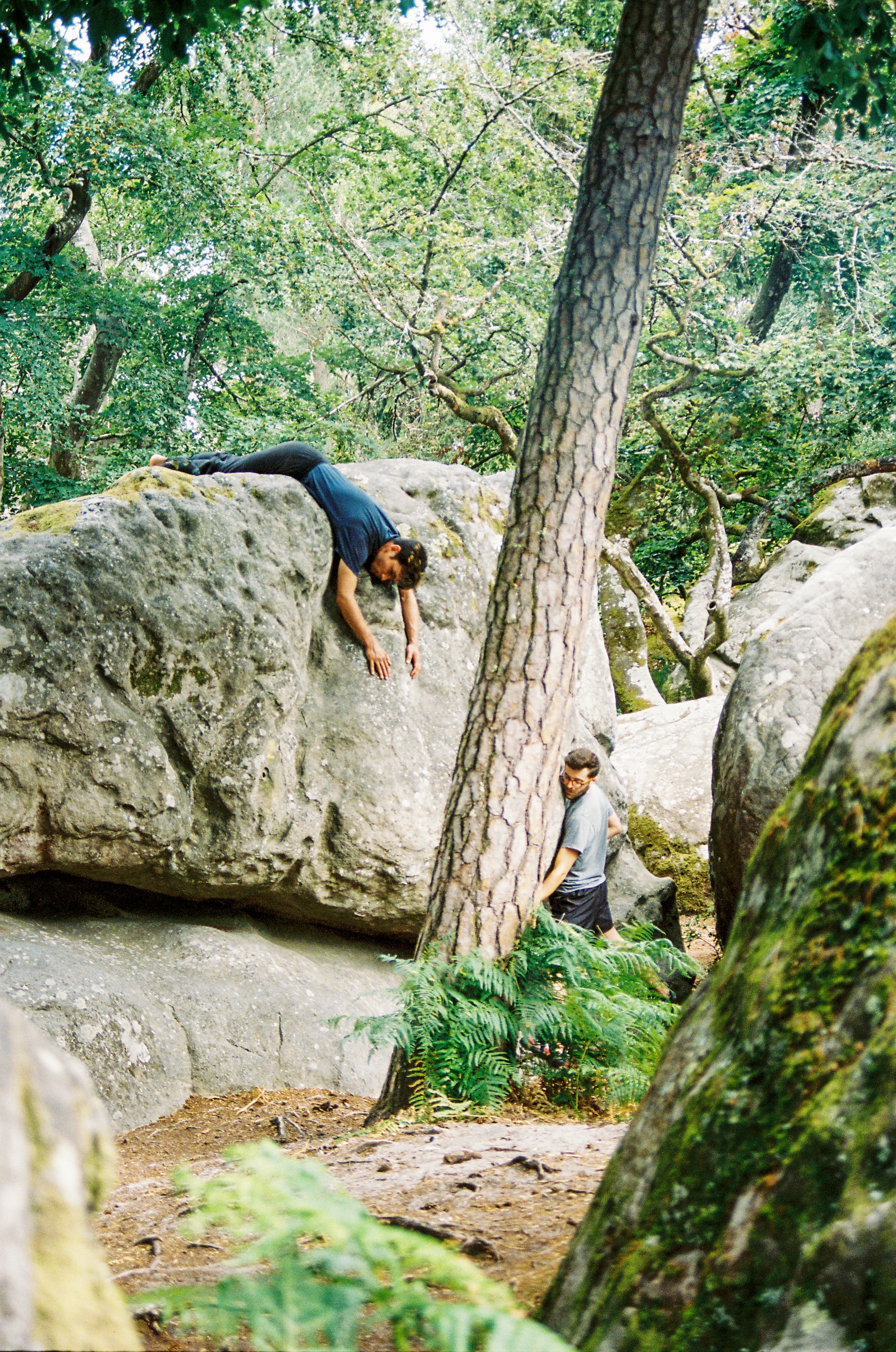 Boulder enthusiasts in the forest of Fontainebleau.