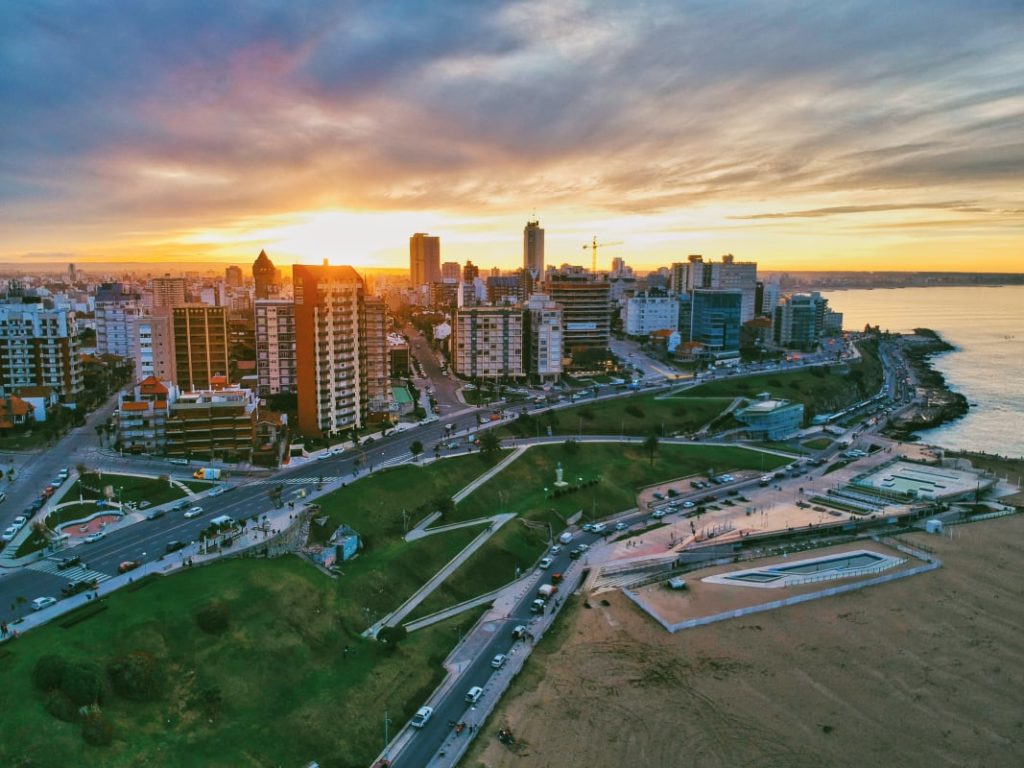 Capital City of Argentina, Buenos Aires city, picture of the sun setting behind the beautiful skyscrapers