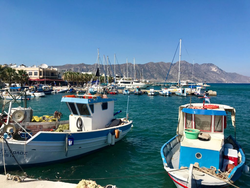 little boats docked on the Island of Kos on Greece