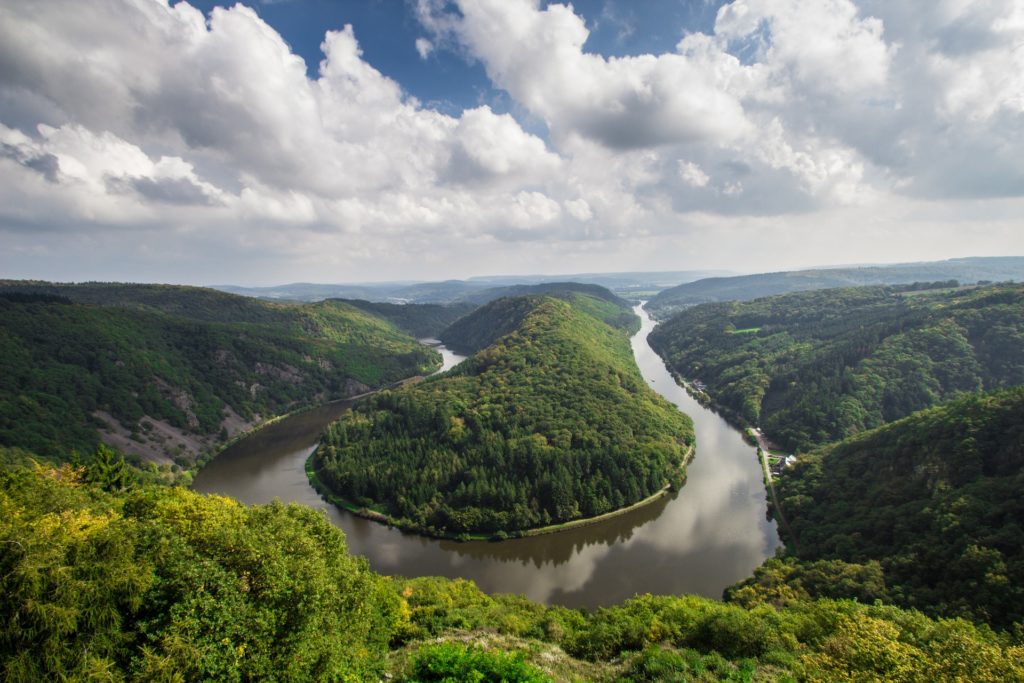 Saarschleife nature with the river surrounded by green trees Destinations in Germany for Autumn 2020