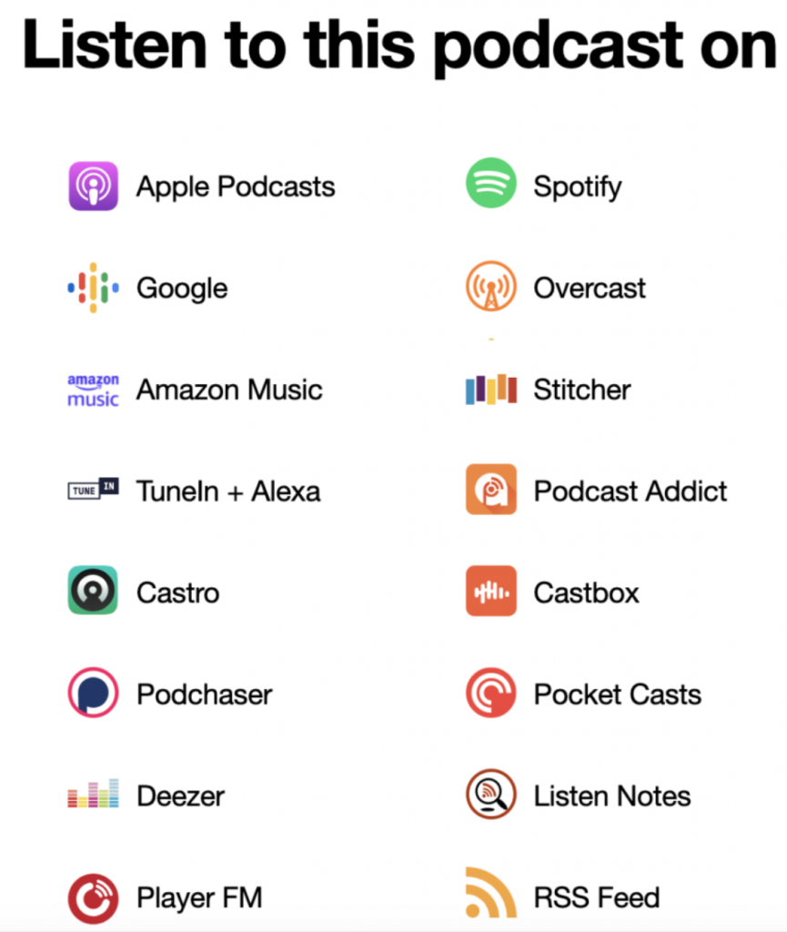 List of playback platforms where the JoinMyTrip Travel Podcast can be found