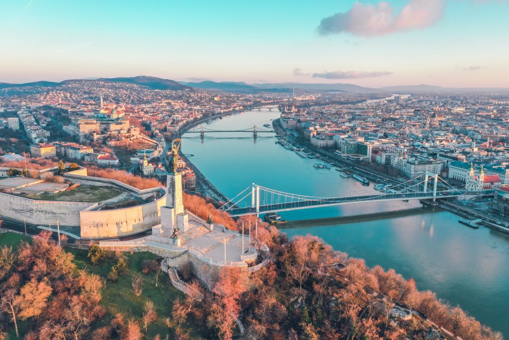 A view of Budapest, Hungary and the river.
