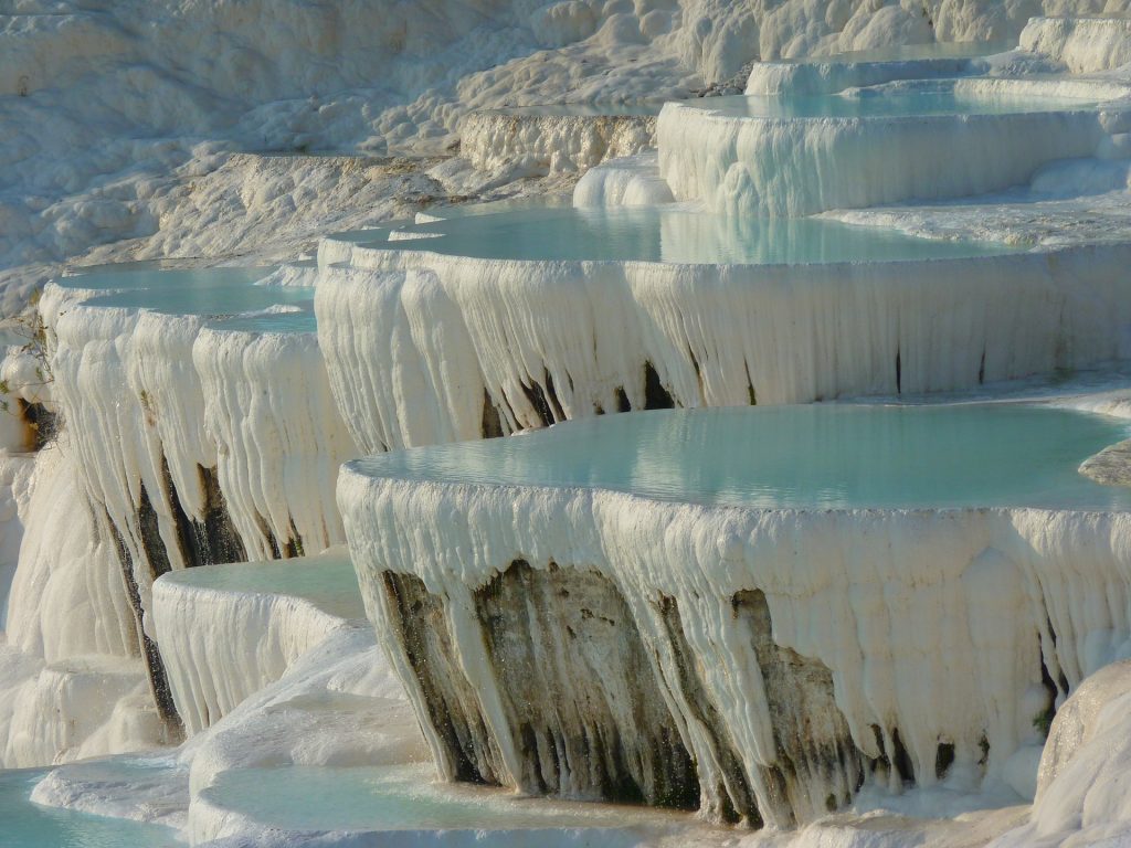 The white calcium pools in Pamukkale Turkey