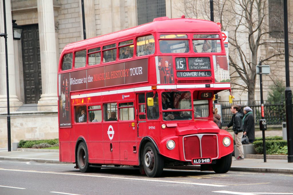 How to travel around the world on a budget with a red bus in UK.