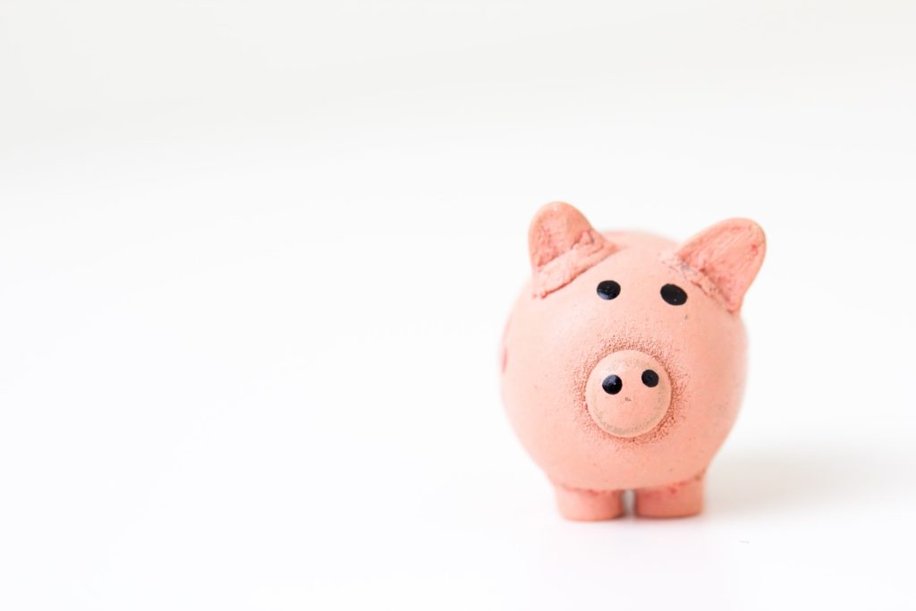 pink pig figure, which is a piggy bank to hold money when saving for things such as a road trip