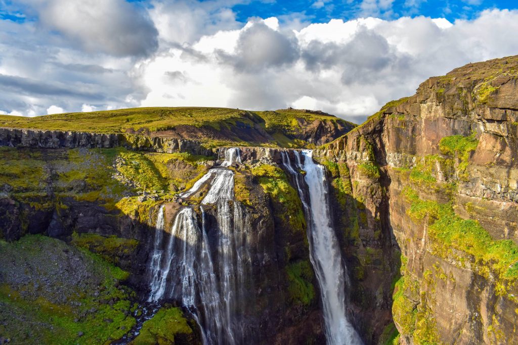 An Insider tip for Iceland is to hike to Glymur waterfall in the day time with white clouds. 