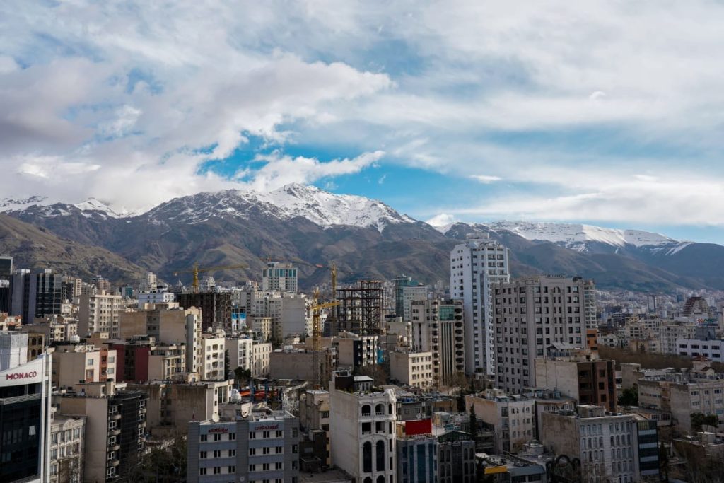 City with a mountain view