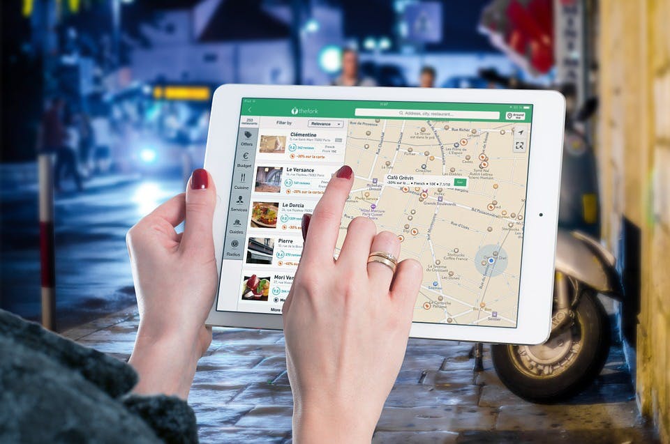 a map app on an iPad