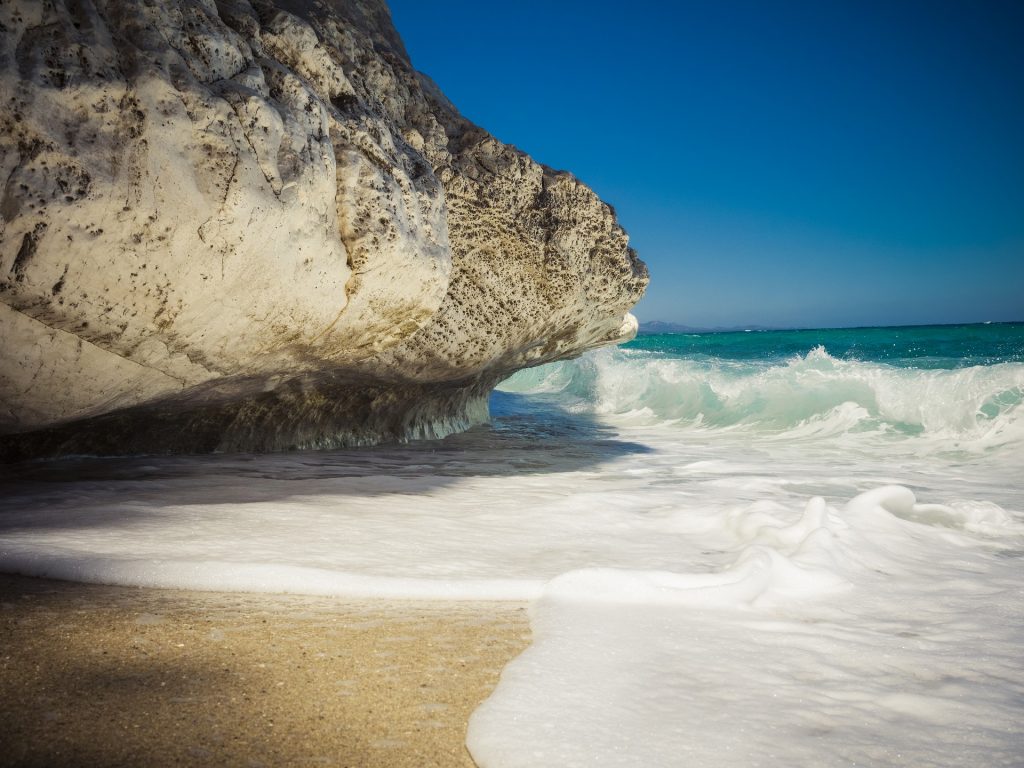 Beautiful pristine coastlines and rock formations around the beautiful Sardinian coastline