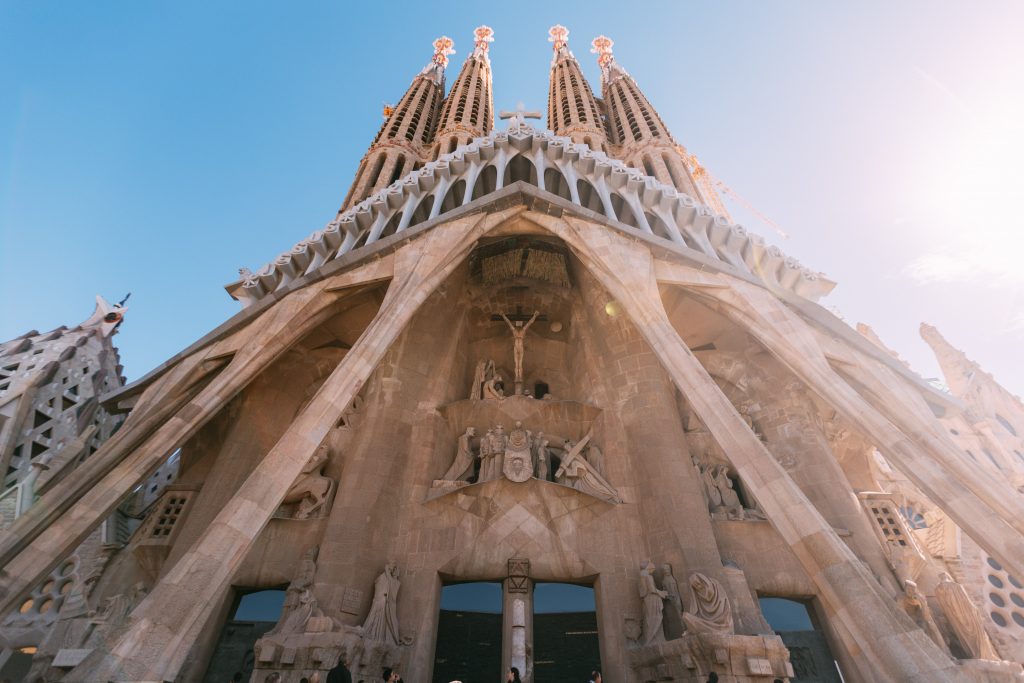 The famous church Sagrada Familia in Barcelona. 