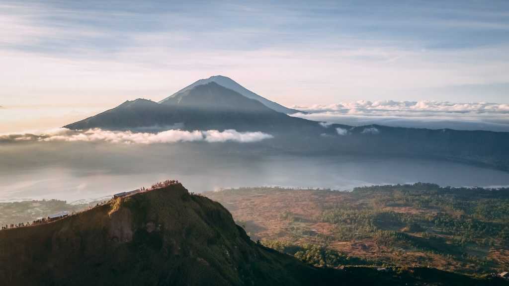 Sunrise at the top of Mount Batur Volcano.