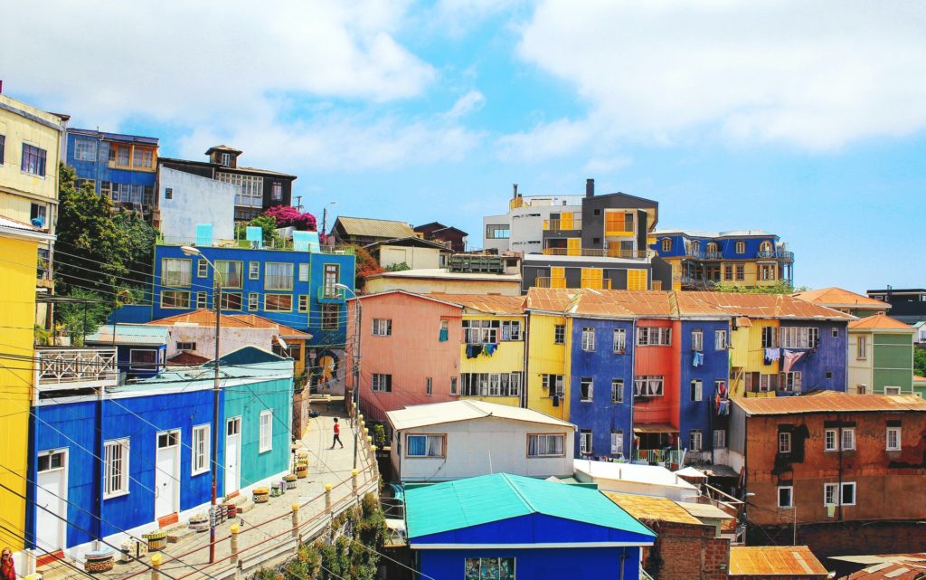 Valparaiso in Chile with colourful small buildings