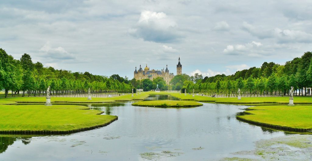 beautiful greenery and surrounding water around the Schwerin, located in Mecklenburg-Western Pomerania 