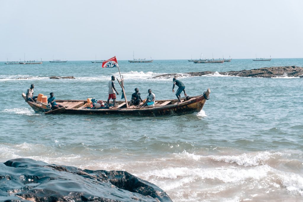 fisherman on a boat in Ghana, Ghana 