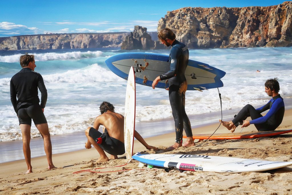 Surfers on the beaches of Portugal, one of the best surf spots in the world