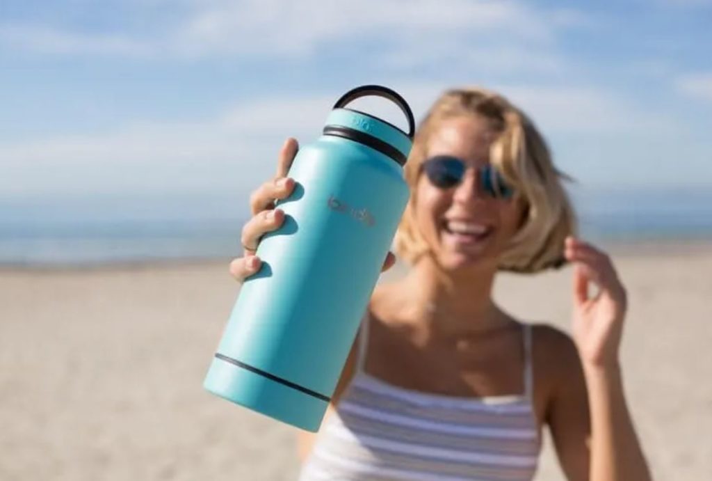 Woman with water bottle