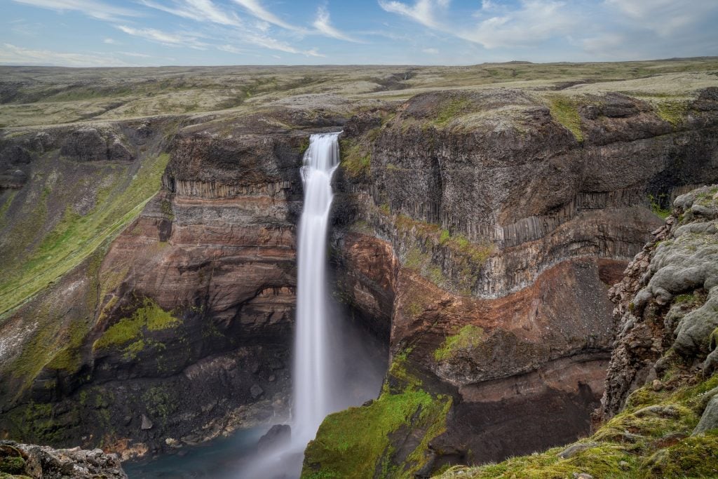 The Haifoss is the fourth highest waterfall in all of Iceland