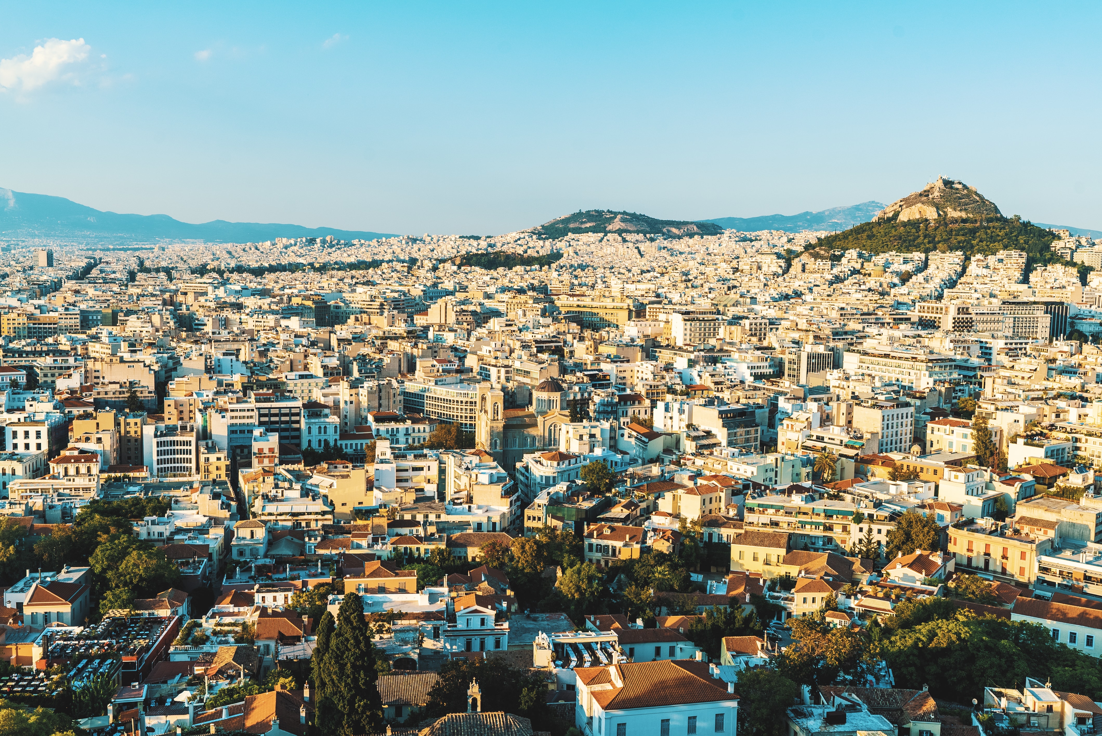 A shot of Athens from above on a clear day