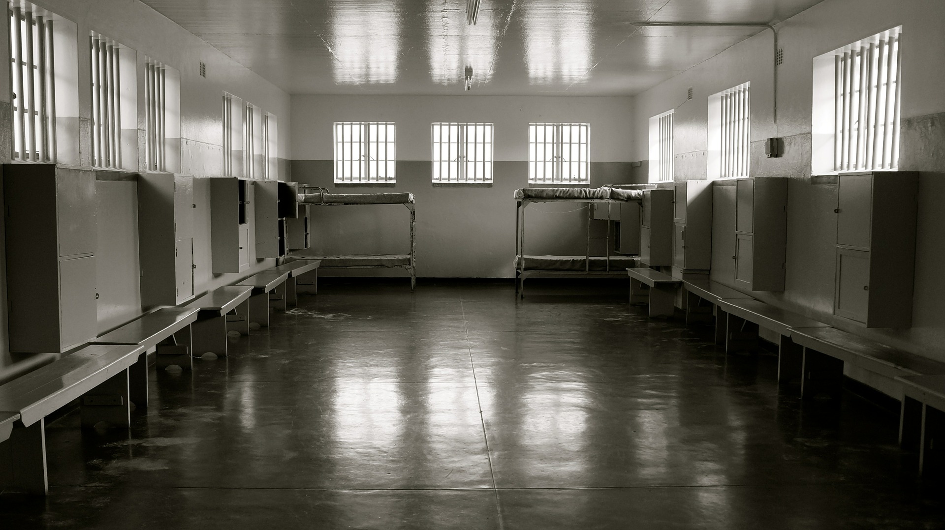 A room inside a prison on Robben Island in South Africa where Nelson Mandela was once a prisoner
