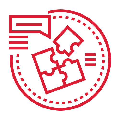 Circle with broken puzzle in the middle