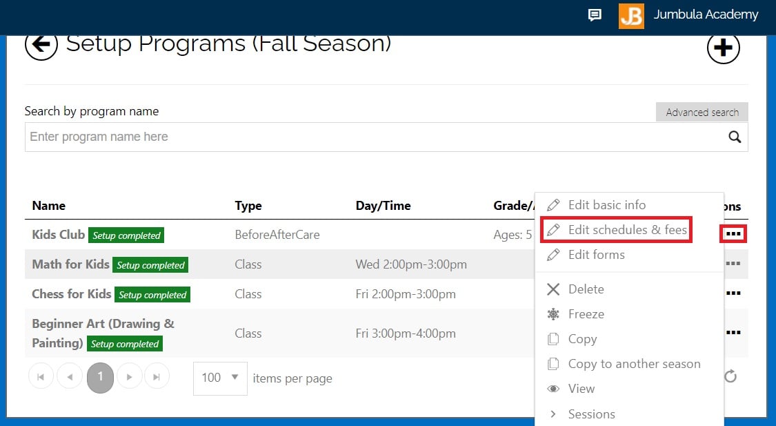 Schedule and Fee