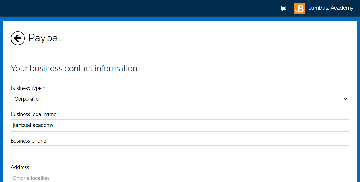 PayPal form