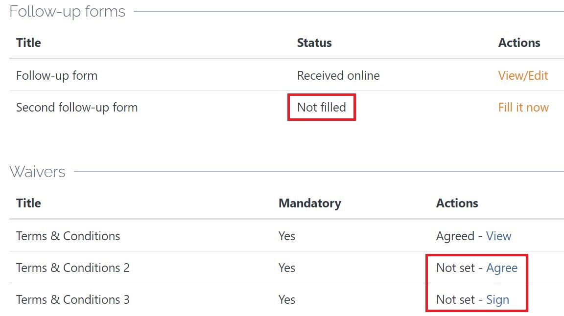 parent side forms status