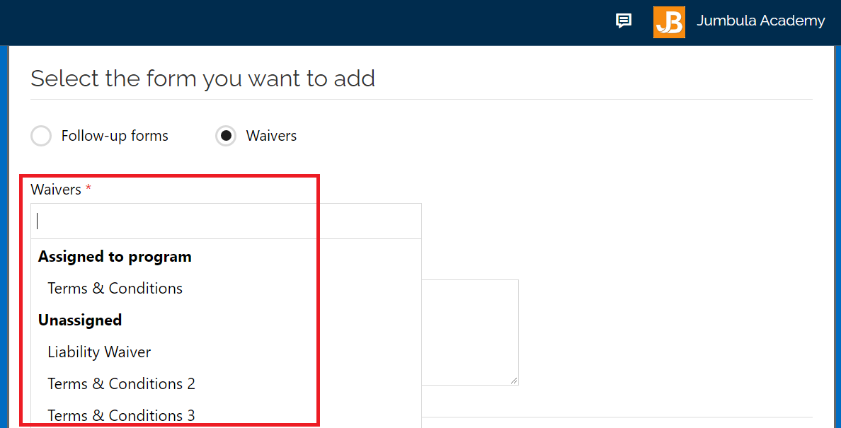 select the form that you want