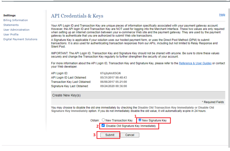 new-signature-key