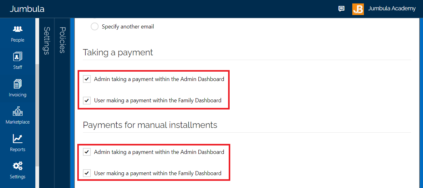 taking a payment