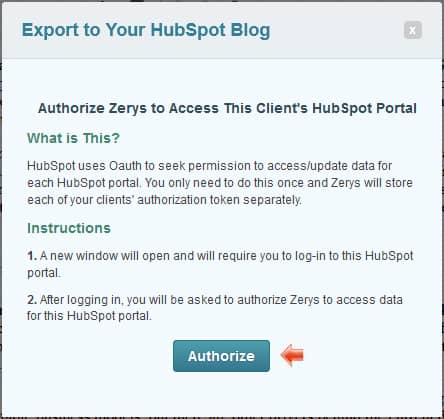 Authorize Zerys to Access HubSpot Portal