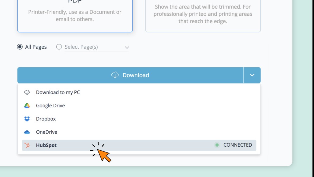 Export your designs right to your HubSpot storage
