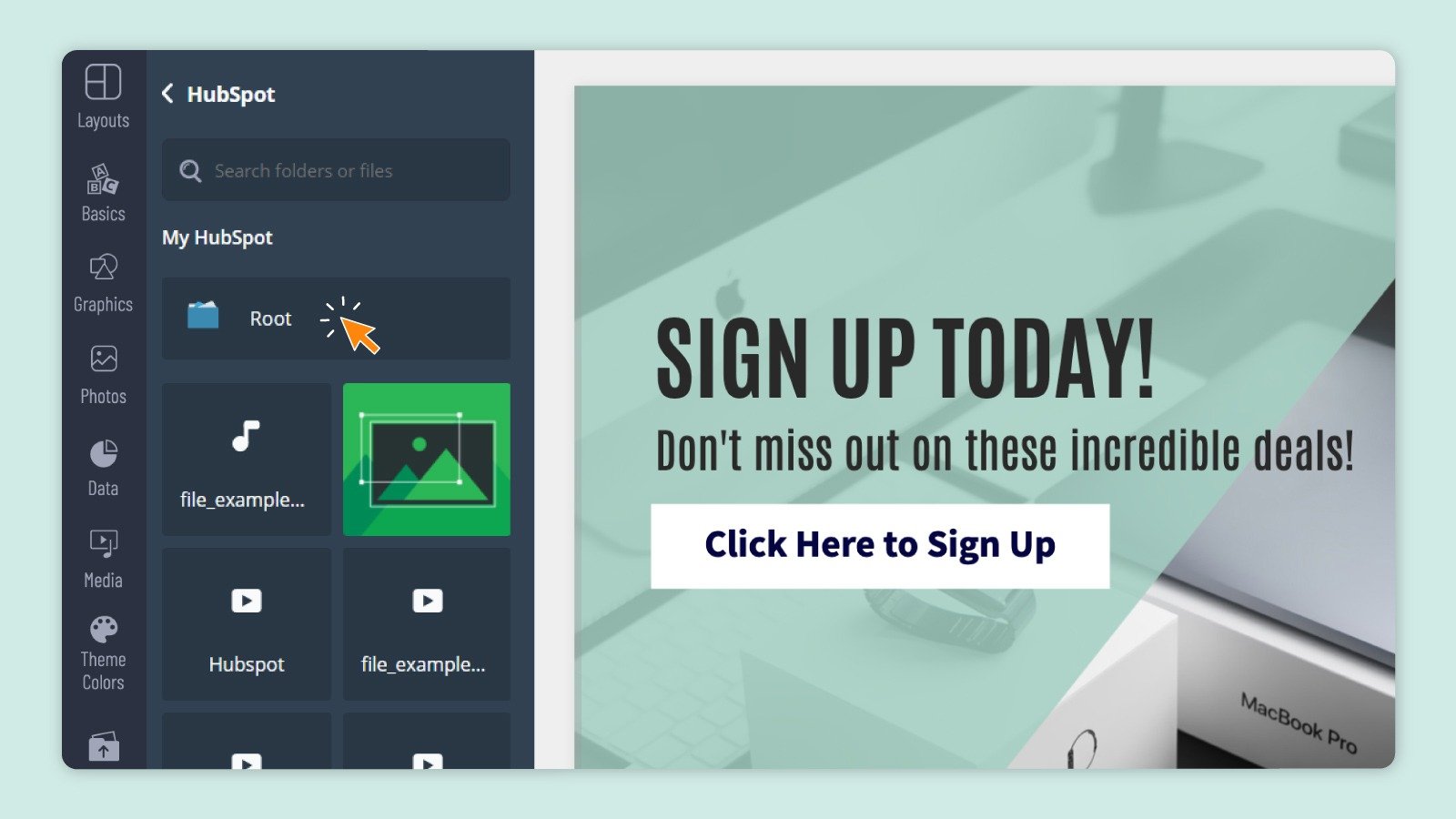 Drag HubSpot files into Visme projects